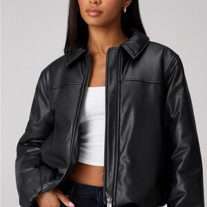 Fabletics Faux Leather Padded Bomber Jacket